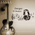 New Arrival Music Earphone Design Waterproof Decorative Stickers Pvc Room Decor vinyl Wall Sticker